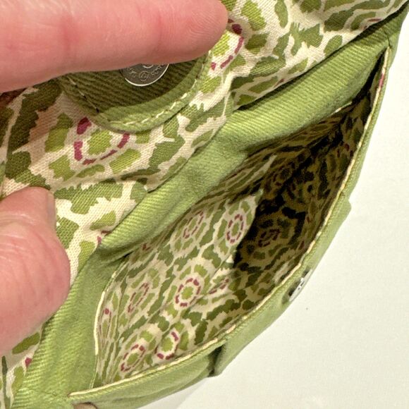 Vintage Fossil Boho Festival Crossbody Canvas Bag Purse Green Brown 10x10x3 (P3) - Picture 7 of 15